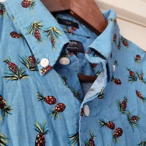 J.Crew Pineapple Cotton/Linen Slim Fit S/S Shirt